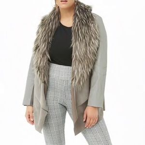 F21 Grey Faux Suede Jacket
